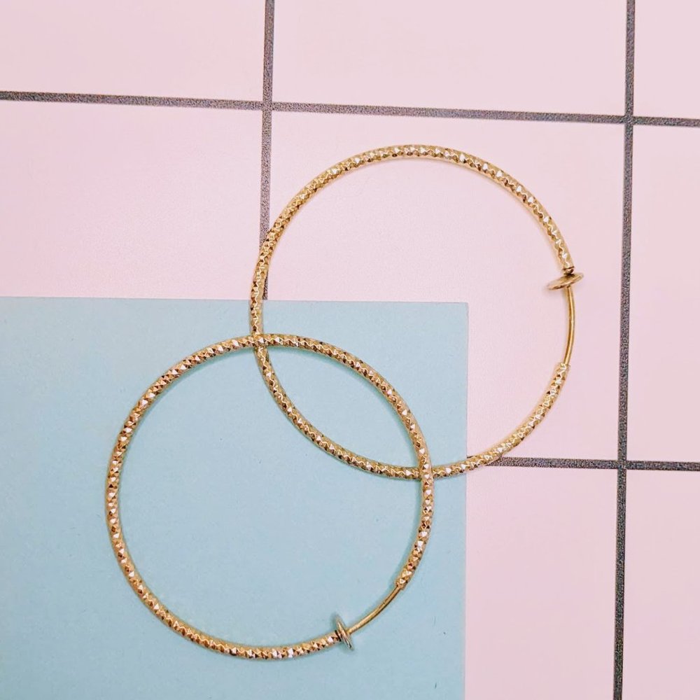Gold Toned  2-inch Sparkle Hoop Clip On Earrings